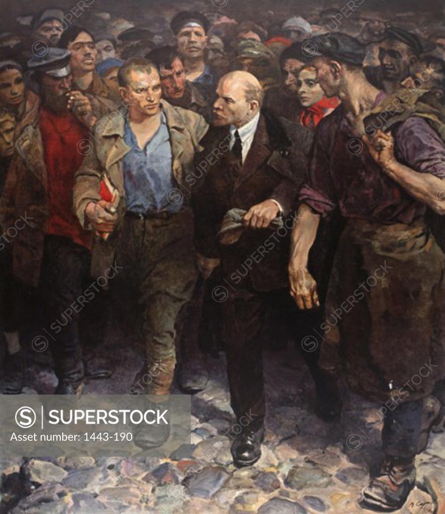 Stock Photo: 1443-190 With Lenin (Lenin with Revolutionaries During the Uprising in 1905) Valentin Aleksandrovic Serov (1865-1911Russian)
