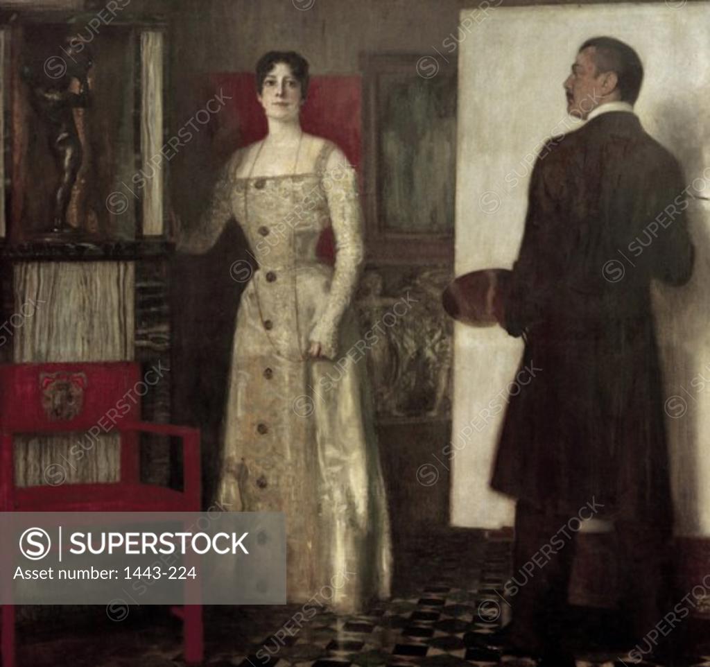 Stock Photo: 1443-224 Self Portrait With Wife Mary as Model 1902 Franz von Stuck (1863-1928 German) Private collection 