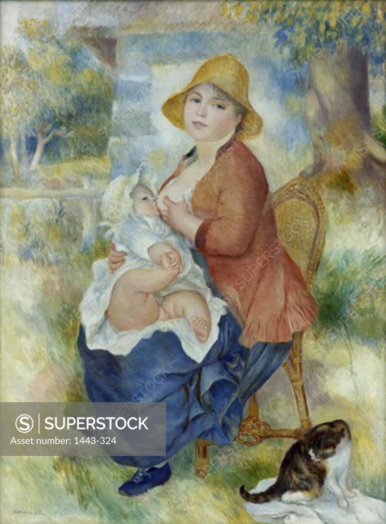 Stock Photo: 1443-324 Nursing Mother 1886 Pierre Auguste Renoir (1841-1919 French)
