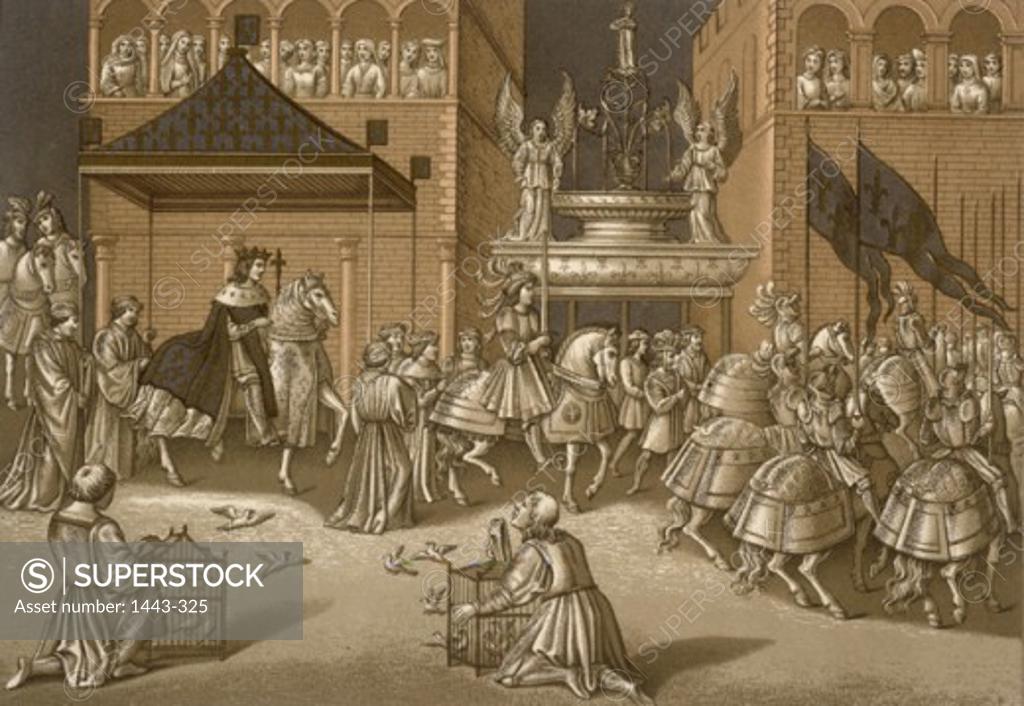 Stock Photo: 1443-325 Charles VII Arrival in Paris, 1438 Artist Unknown  Collection of Archiv for Kunst & Geschichte, Berlin, Germany