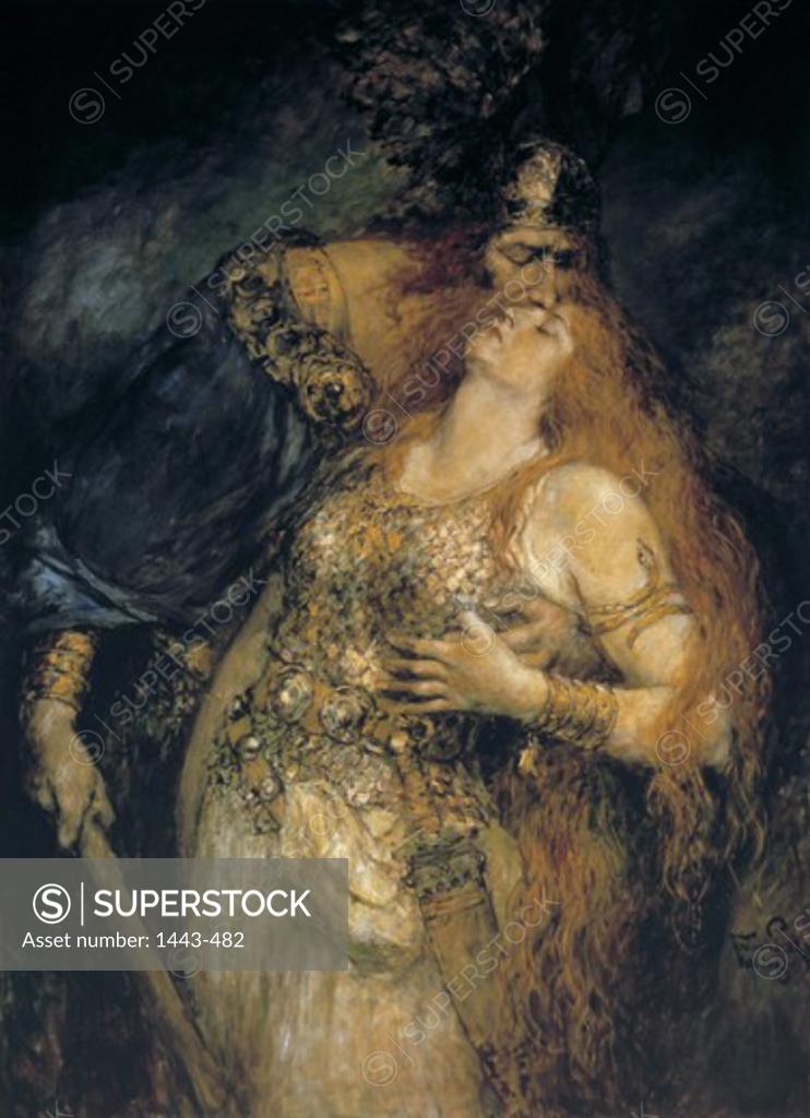 Stock Photo: 1443-482 The Parting of Wotan ca.1895 Ferdinand Leeke (b.1859 German)  Oil on canvas Private Collection, Munich, Germany  