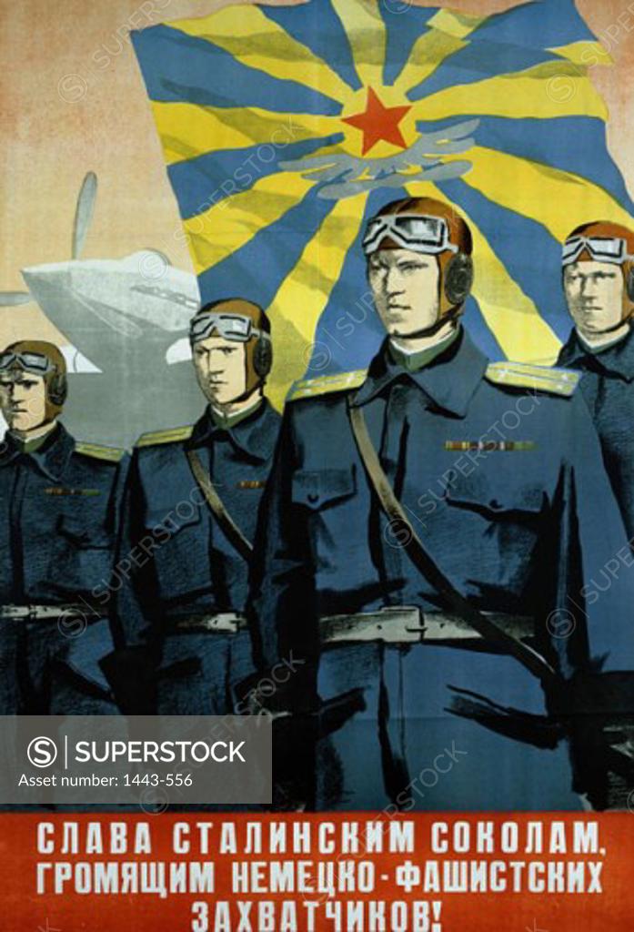 Stock Photo: 1443-556 Glory to Stalin's Falcons 1944 Artist Unknown Poster