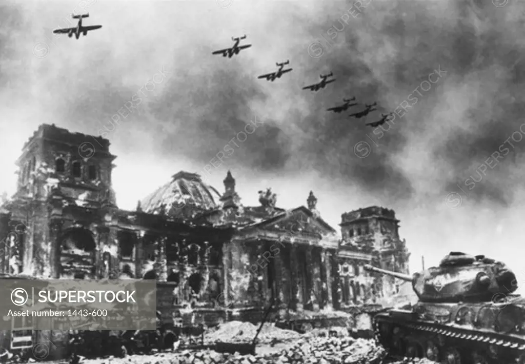 Soviet planes flying over the Reichstag, Battle of Berlin, Berlin, Germany, April 1945
