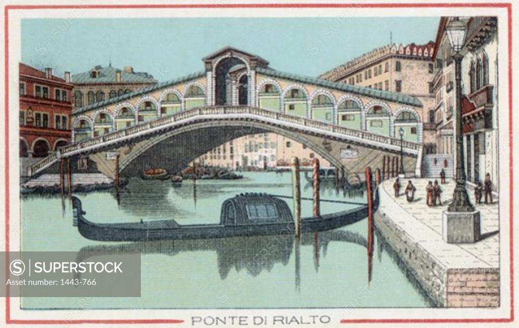 Stock Photo: 1443-766 Rialto Bridge, Venice   Artist Unknown Color lithograph Collection of Archiv for Kunst & Geschichte, Berlin, Germany