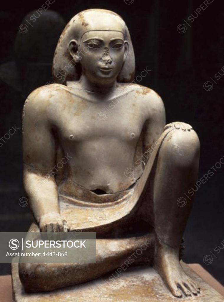 Stock Photo: 1443-868 Statue of the Cortier Bes  664-610 BCE Egyptian Art  Limestone Museu Calouste Gulbenkian, Lisbon, Portugal