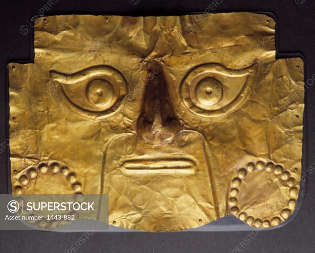 Stock Photo: 1443-882 Mummy Mask, Incan Culture (Chimu, Peru) 13th-15th Century Pre-Columbian  Gold