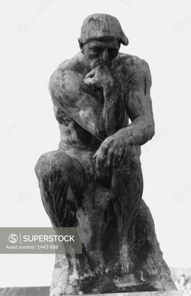 Stock Photo: 1443-888 The Thinker   1906 Auguste Rodin (1840-1917 French)  Bronze Musee Rodin, Paris, France
