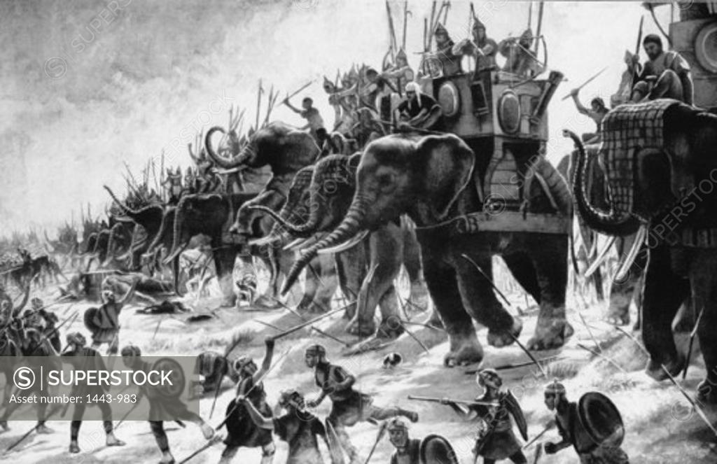 Stock Photo: 1443-983 Battle of Zama (202 BCE)-Scipio Defeats Hannibal  1900 Henri Paul Motte (1846-1922 French)