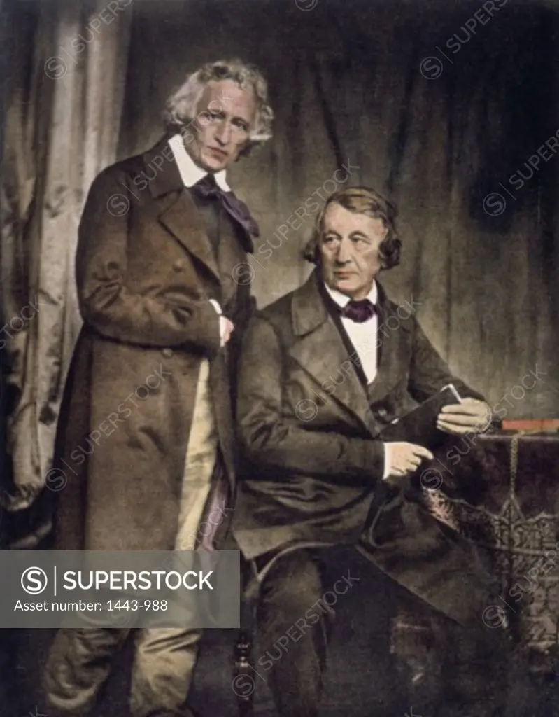 Jacob & Wilhelm Grimm  ca. 1850 Hermann Biow (1810-1850 German) Daguerreotype