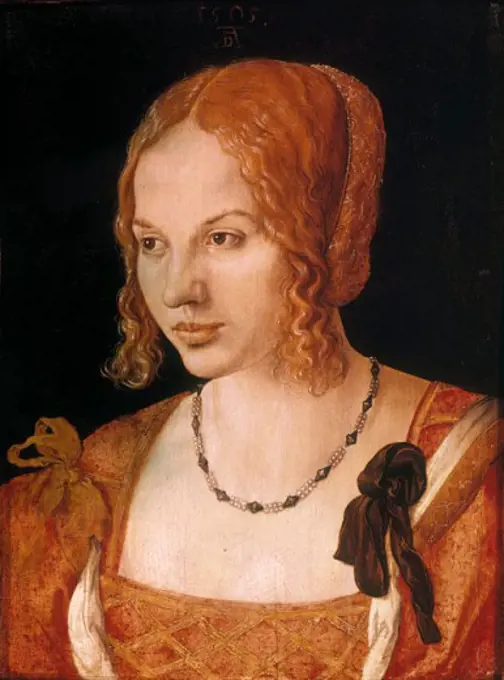 Portrait of a Venetian Woman  1505 Albrecht Durer (1471-1528 German) Oil on wood panel Kunsthistorisches Museum, Vienna, Austria