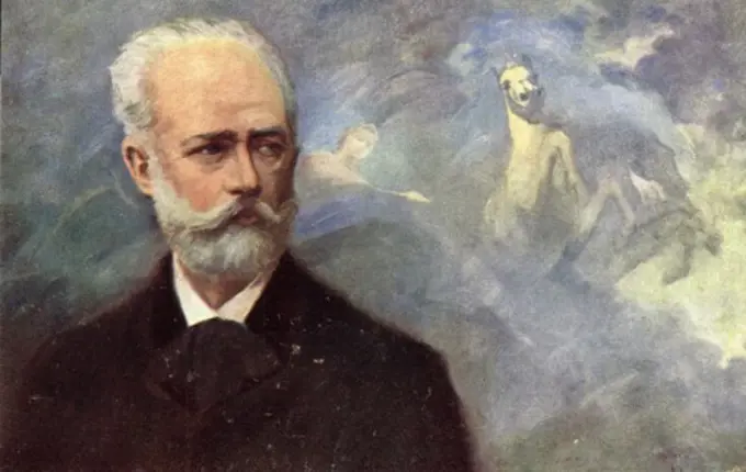 Portrait of Tchaikovsky with Allegorical Background Nejedly (After) Postcard Collection of Archiv for Kunst & Geschichte, Berlin, Germany 