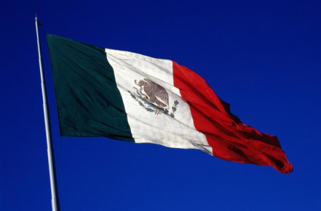 Close-up of a Mexican flag fluttering