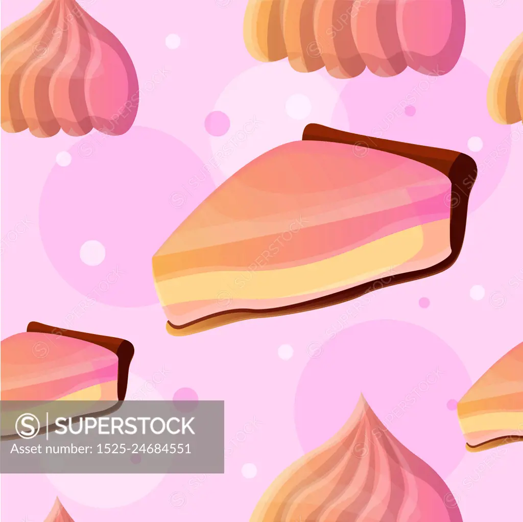 Dessert meringue pattern. Cartoon illustration of dessert meringue vector pattern for web design. Dessert meringue pattern, cartoon style