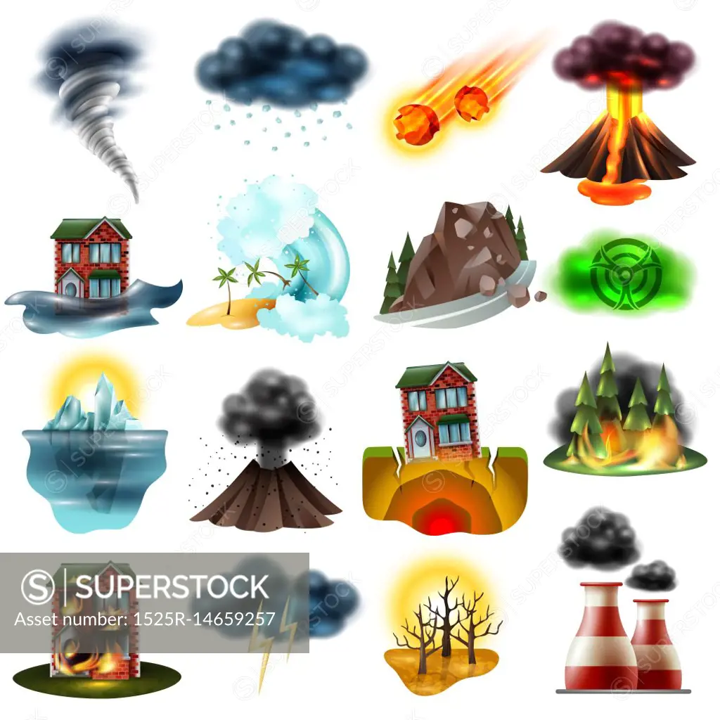 Free Vectors | Natural disaster disaster prevention icon set