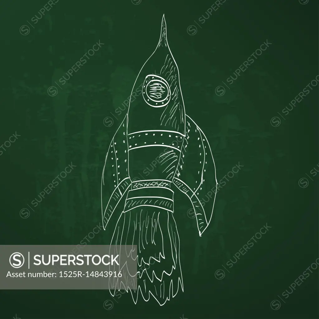 Soaring rocket ship cartoon icon. Sketch - SuperStock