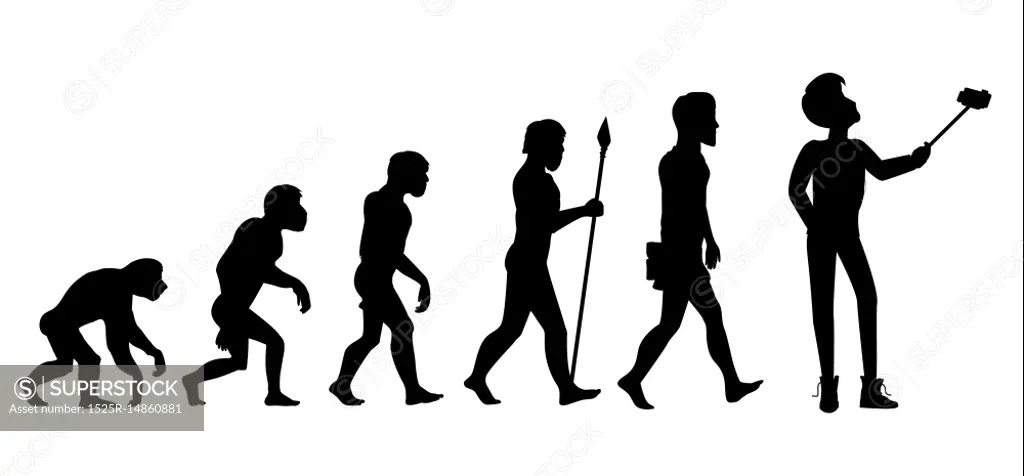 Concept of human evolution from ape to man. Development progress