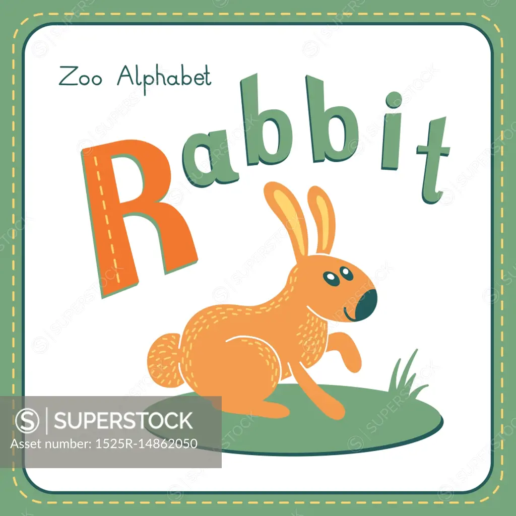Letter R - Rabbit . Alphabet with cute animals. Vector illustration. Other  letters from this set are available in my portfolio. - SuperStock