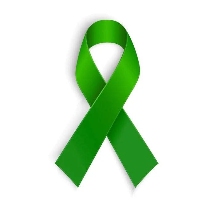Green ribbon. Scoliosis, Mental health and other awareness symbol. Vector illustration