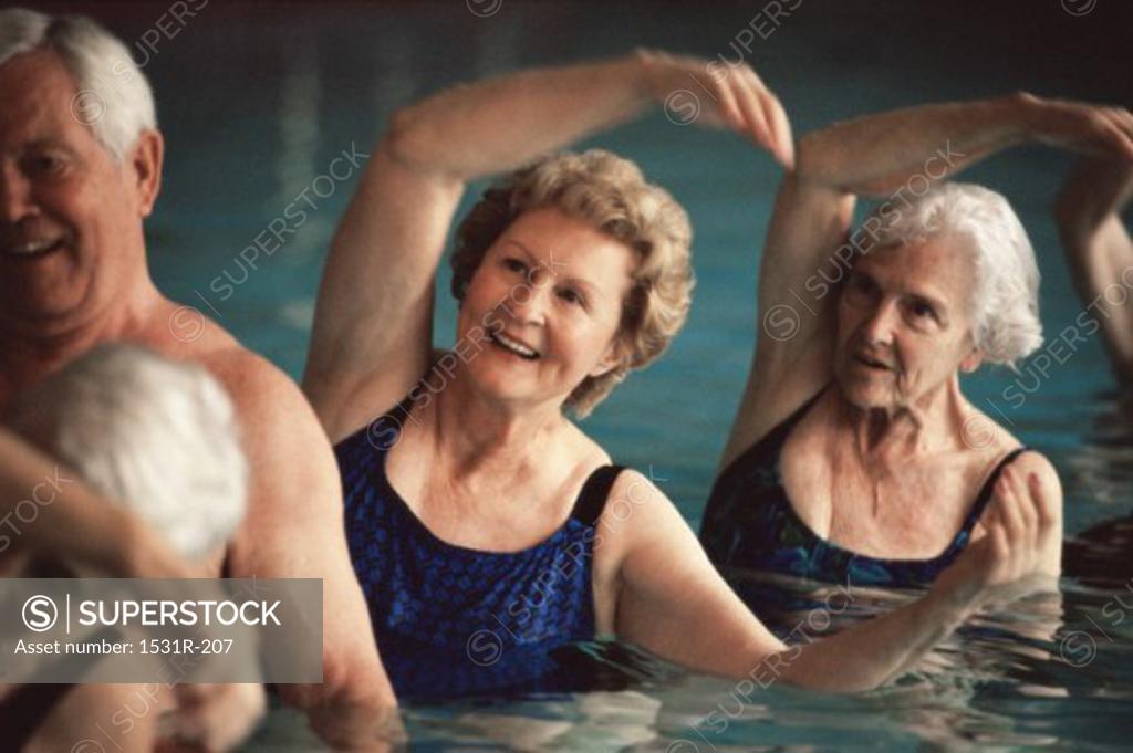 Stock Photo: 1531R-207 Group of senior people in a swimming pool