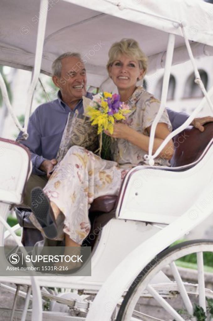 Stock Photo: 1531R-216 Low angle view of a senior couple in a carriage