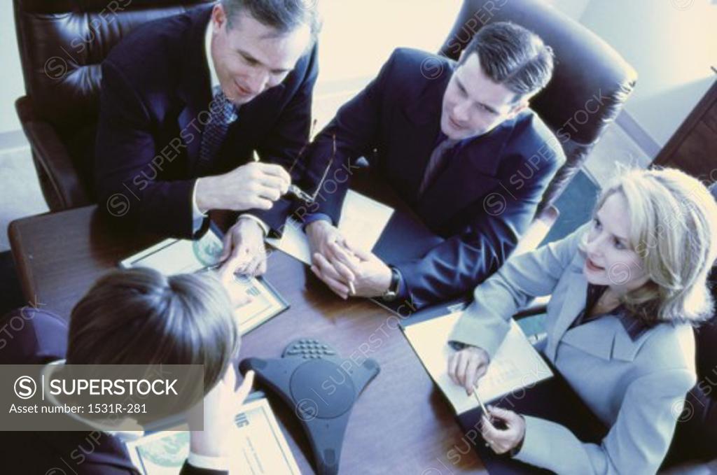 Stock Photo: 1531R-281 High angle view of business executives in a meeting