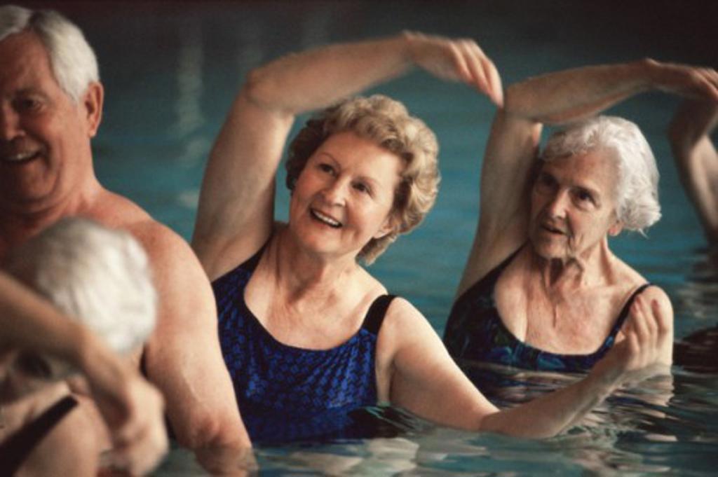 Group of senior people in a swimming pool