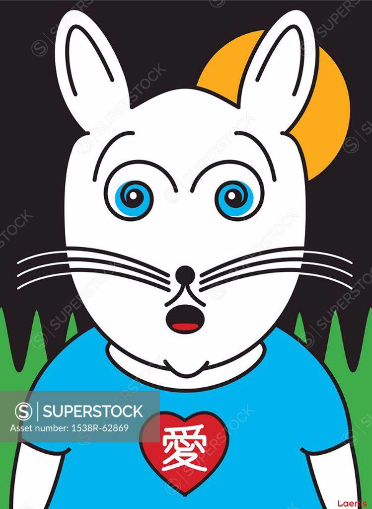 Stock Photo: 1538R-62869 A drawing of a surprised looking rabbit