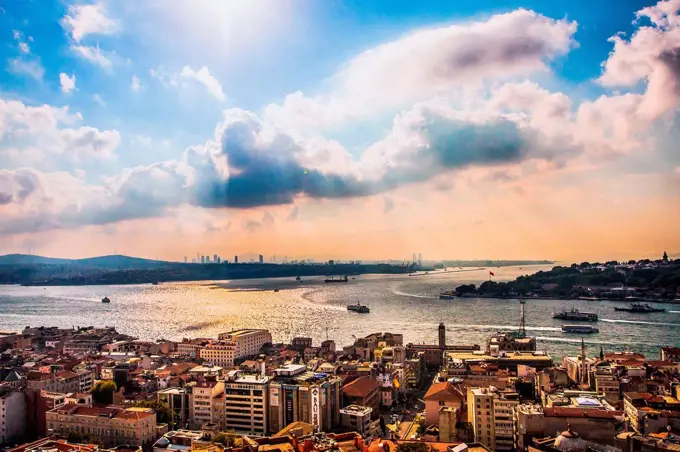 View from the Galata Tower on the Bosphorus in Istanbul