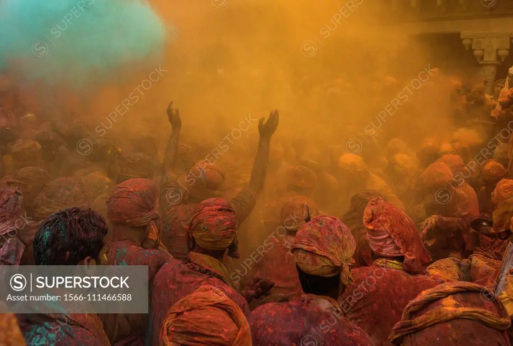Samaj Mathura, People celebrating Holi with water and colors, Uttarpradesh, India.