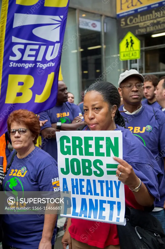 New York, New York - Members of the Service Employees International Union join hundreds of thousands in the ""People´s Climate March"" to demand urgen...