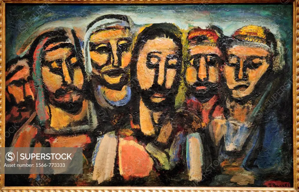 Christ and the Apostles, 1937-38, by Georges Rouault, French, 1871-1958, Oil on canvas H  25-1/4, W  39-1/8 inches, 64 1 x 99 4 cm , Metropolitan Muse...