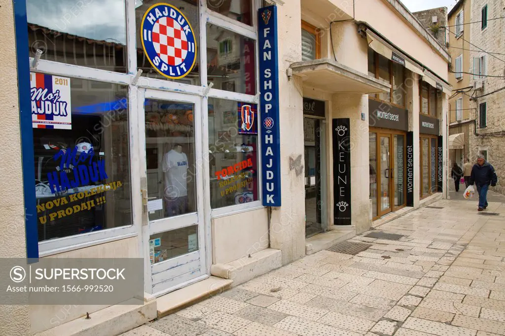 Hajduk football club fan shop Grad the old town Dalmatian coast Croatia Europe - SuperStock