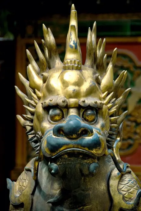 Chinese brass dragon, Forbidden city, Beijing, China.
