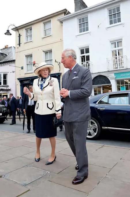 Prince Charles chats to, Alexandra Shân ""Tiggy"" Legge-Bourke, during his visit to the Welsh market town of Brecon on the last day of the 'Royal Summ...
