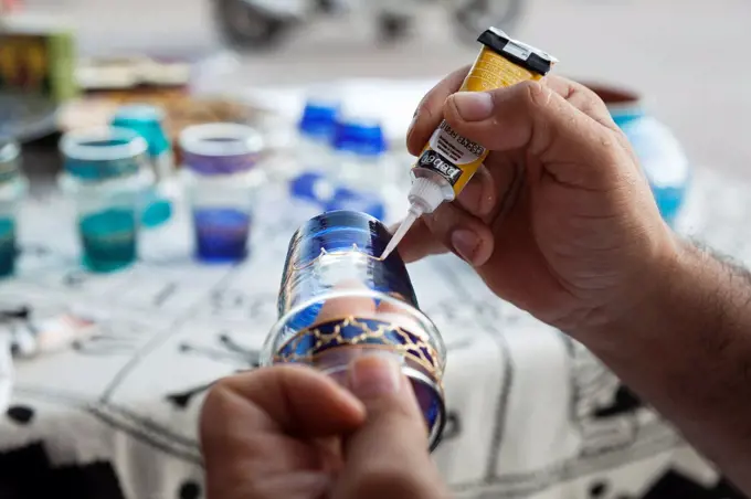 Moroccan craft, glass painting