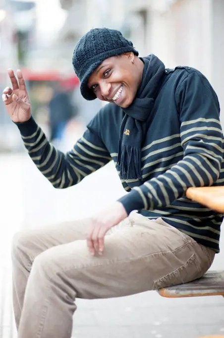 Rotterdam, Netherlands. Street-portrait if a young, black immigrant from Portugal.