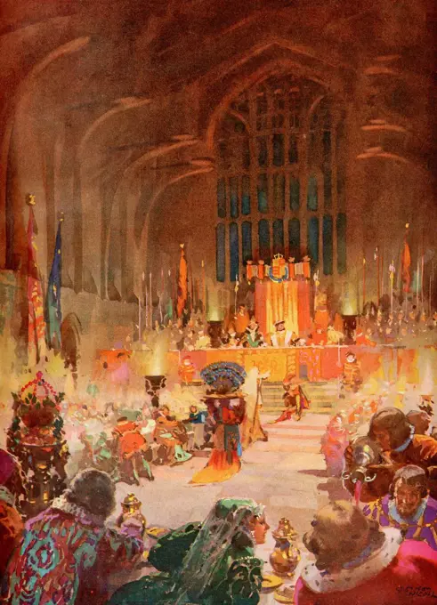 The coronation banquet of King Henry VIII, 24 June, 1509. Henry VIII, 1491-1547. King of England. From Their Gracious Majesties King George VI and Que...