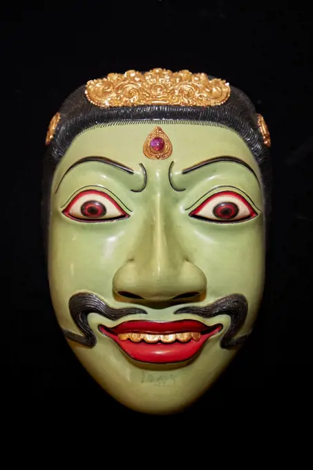 Rama mask displayed in the Setia Darma House of Masks and Puppets. Mas, Ubud, Bali, Indonesia.