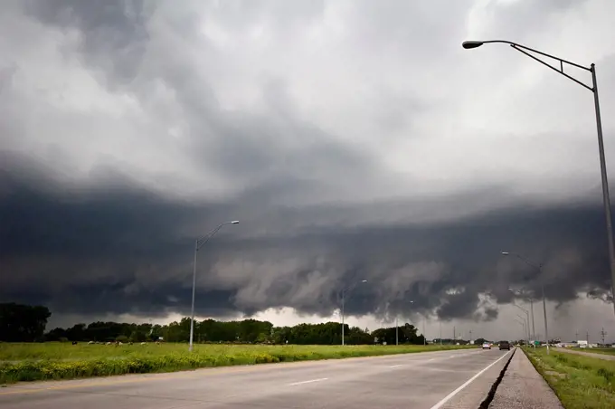 The low clouds of a squall line near Valley, Nebraska, June 11, 2008  The squall line produced multiple tornadoes through Nebraska and Iowa, one of wh...