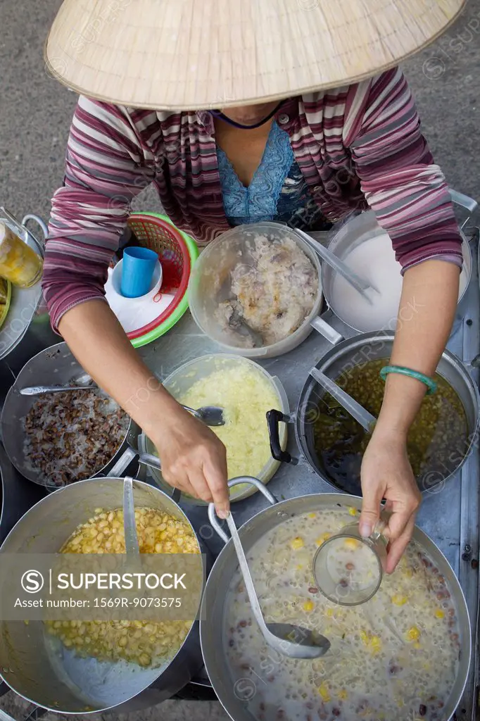 Street vendor serving food