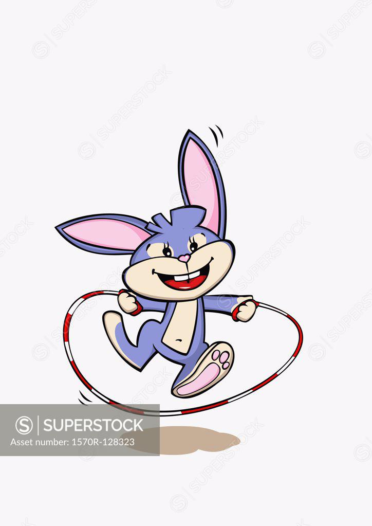 Stock Photo: 1570R-128323 A rabbit jumping rope