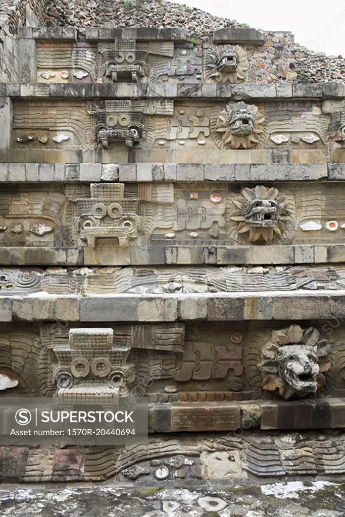Carvings on Temple of Quetzalcoatl
