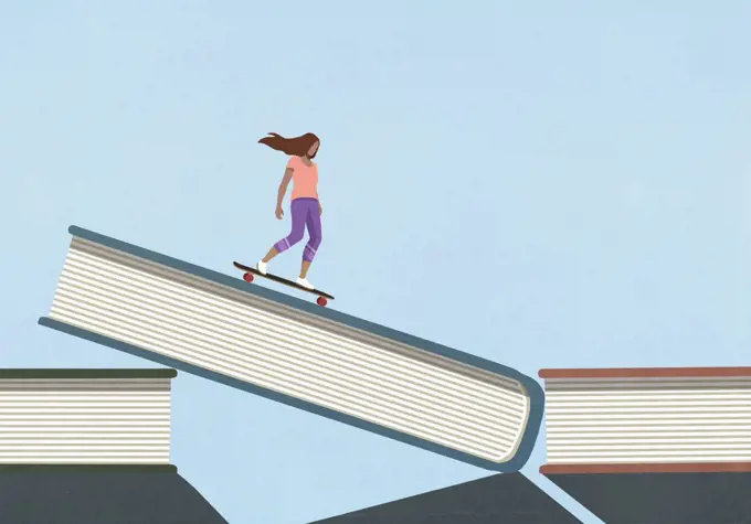 Woman skateboarding down book cover