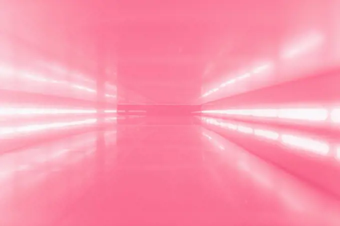 An abstract corridor in pink tones
