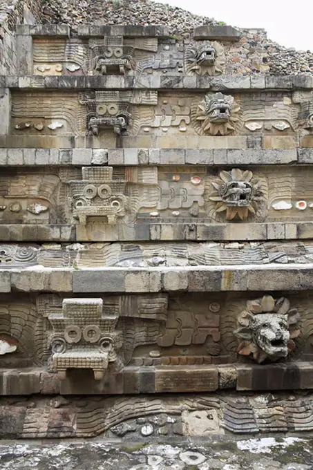 Carvings on Temple of Quetzalcoatl