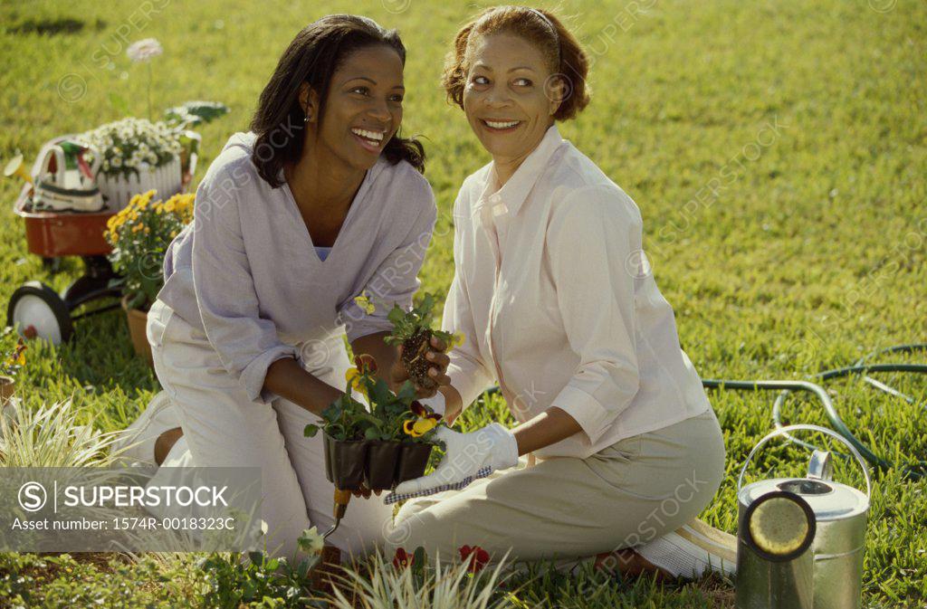 Stock Photo: 1574R-0018323C Mother gardening with her daughter