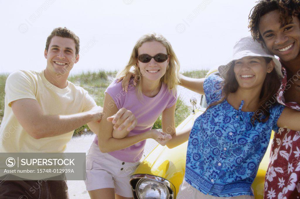 Stock Photo: 1574R-012939A Two teenage couples standing together