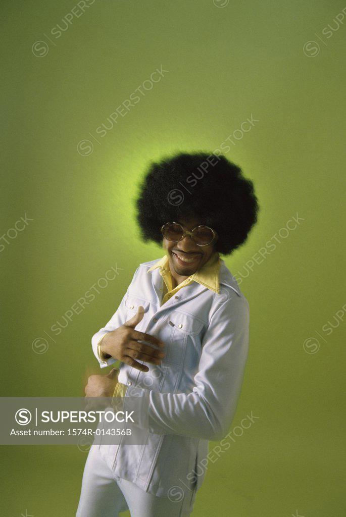 Stock Photo: 1574R-014356B Young man with an afro hairstyle