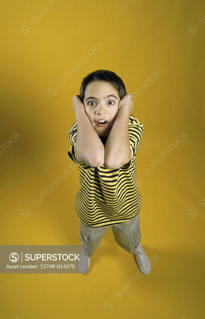 Stock Photo: 1574R-014370 Portrait of a boy screaming