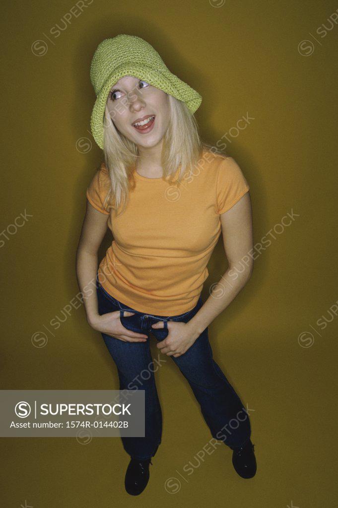 Stock Photo: 1574R-014402B High angle view of a teenage girl smiling